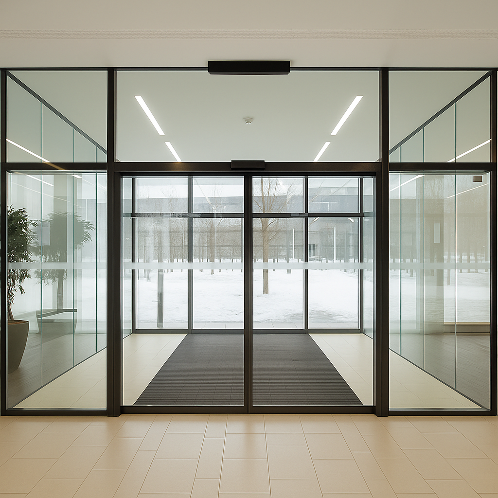 Frameless 12mm Tempered Glass Electric Sliding Door System